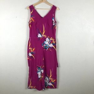 JASMINE Juliana Jumpsuit Purple‎ Floral V Neck Flared Leg Size 4